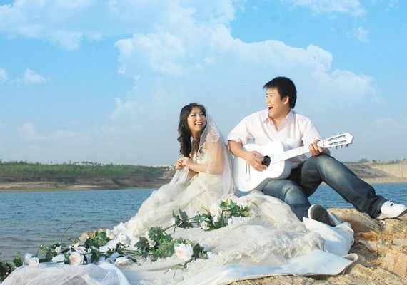 海邊婚紗攝影照片：i love you2